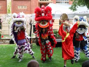 Lion dancers during their performance
