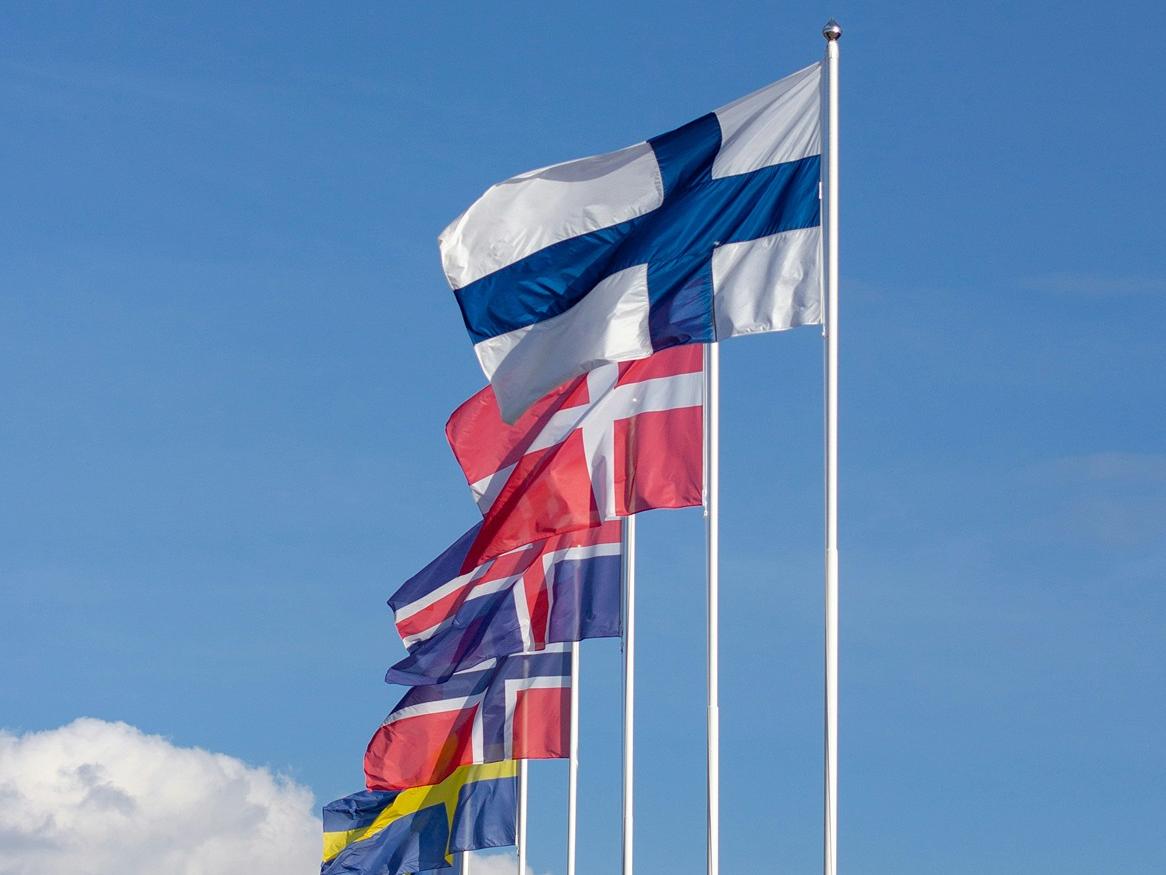 International flags flying