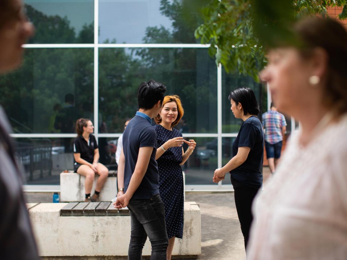 Groups of people at the Waite campus, University of Adelaide.