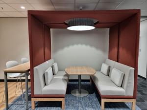 250 North Terrace plush booth and high table with chairs