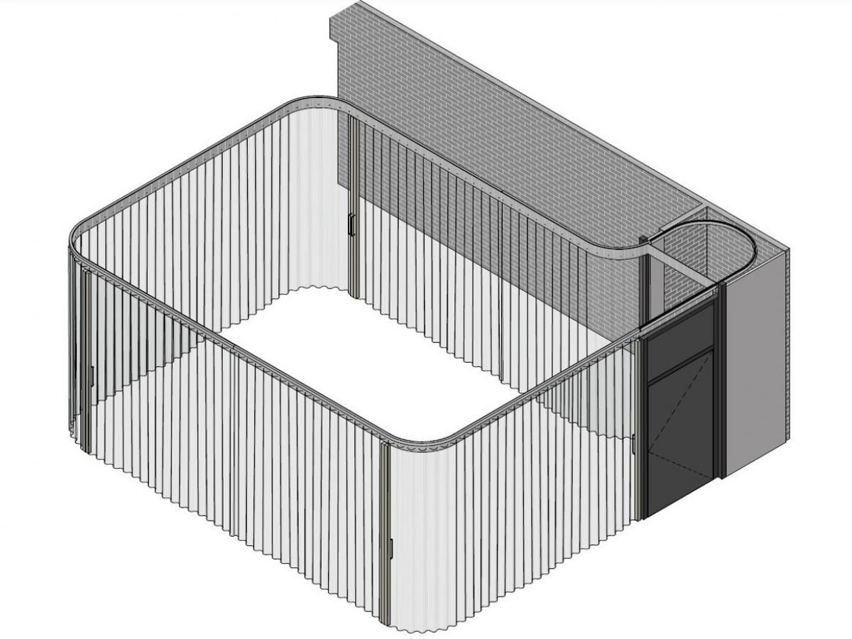 Artist impression of the retractable bird enclosure in the Roseworthy teaching lab