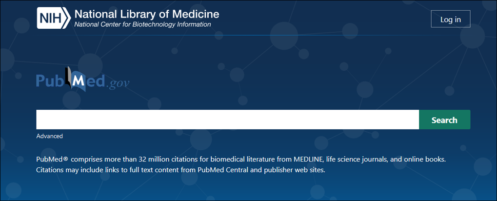 Pubmed landing page