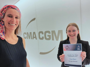 First Prize winner Georgia Moloney (right) and her supervisor Dr Anne-Lise Chaber (left)