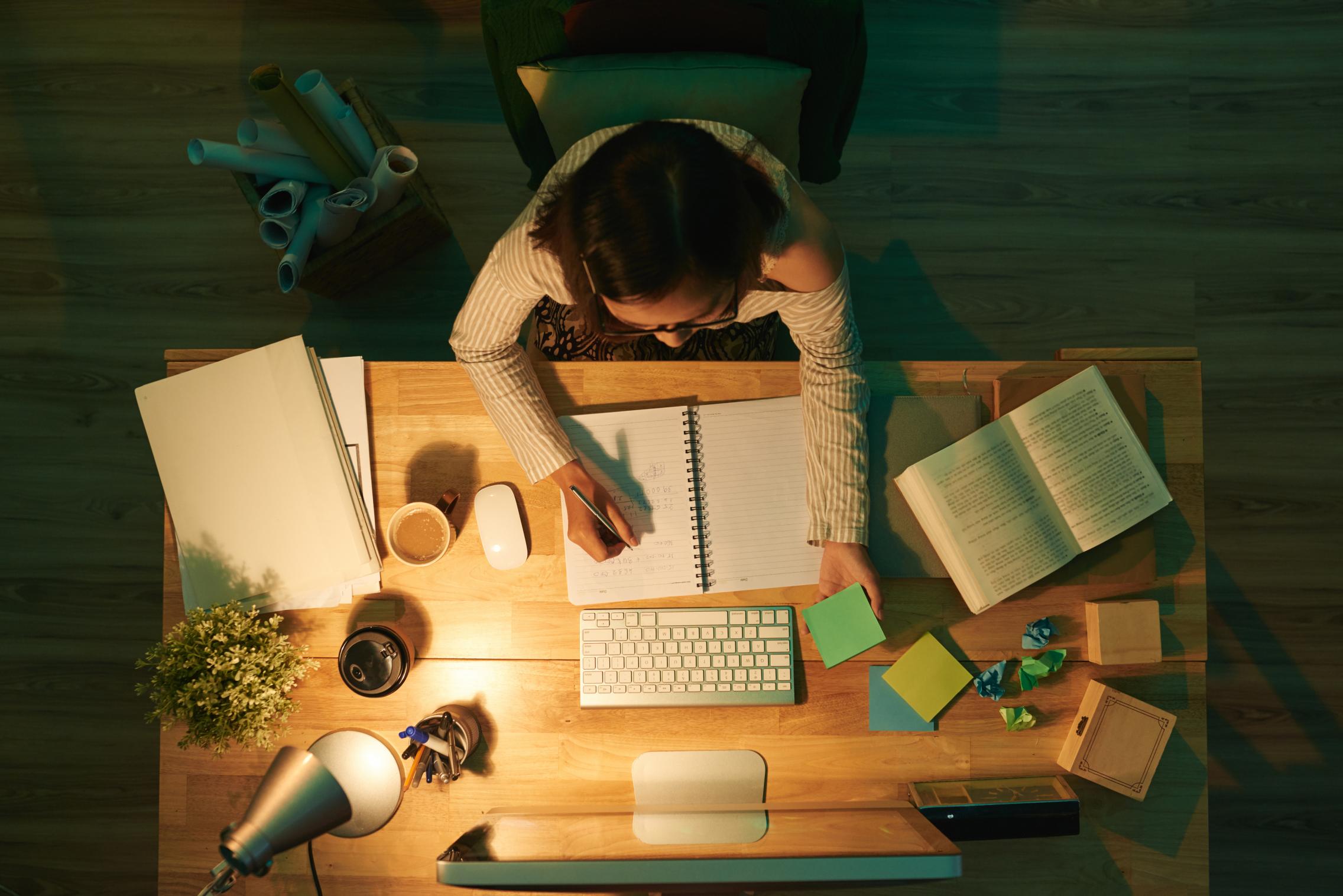 Photo of student studying at home