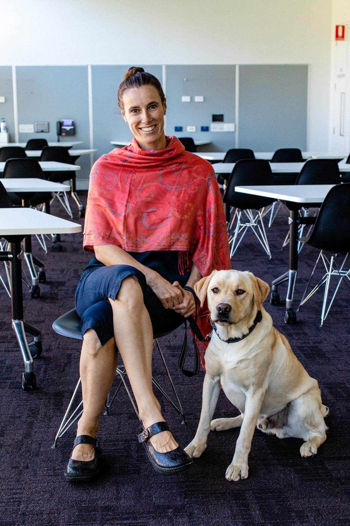 Anne-Lise Chaber and COVID detector dog
