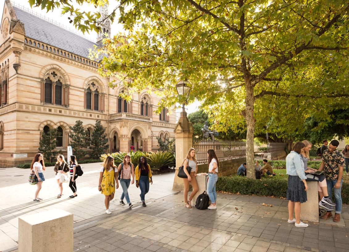 Students at the University of Adelaide's North Terrace campus