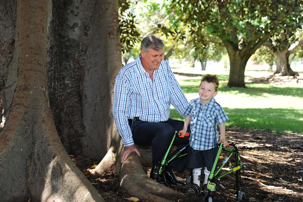 Emeritus Professor Alastair MacLennan with Mathew Reinersten, from Adelaide, who is an ambassador for the group's cerebral palsy research