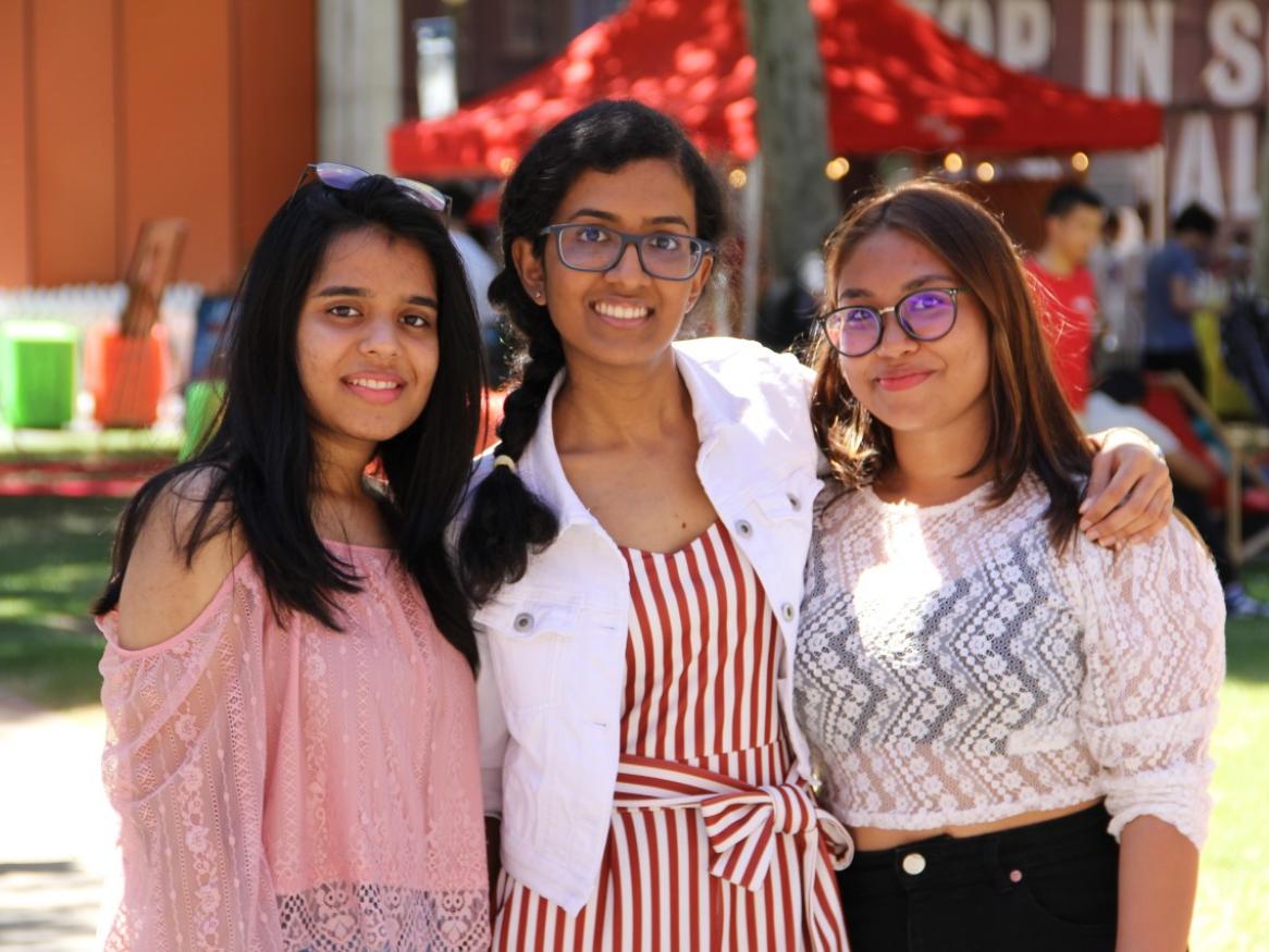 International students Shreya, Ronali and Erica