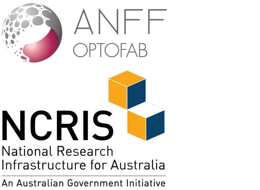 The ANFF OPTOFAB and NCRIS National Research Infrastructure for Australia logos