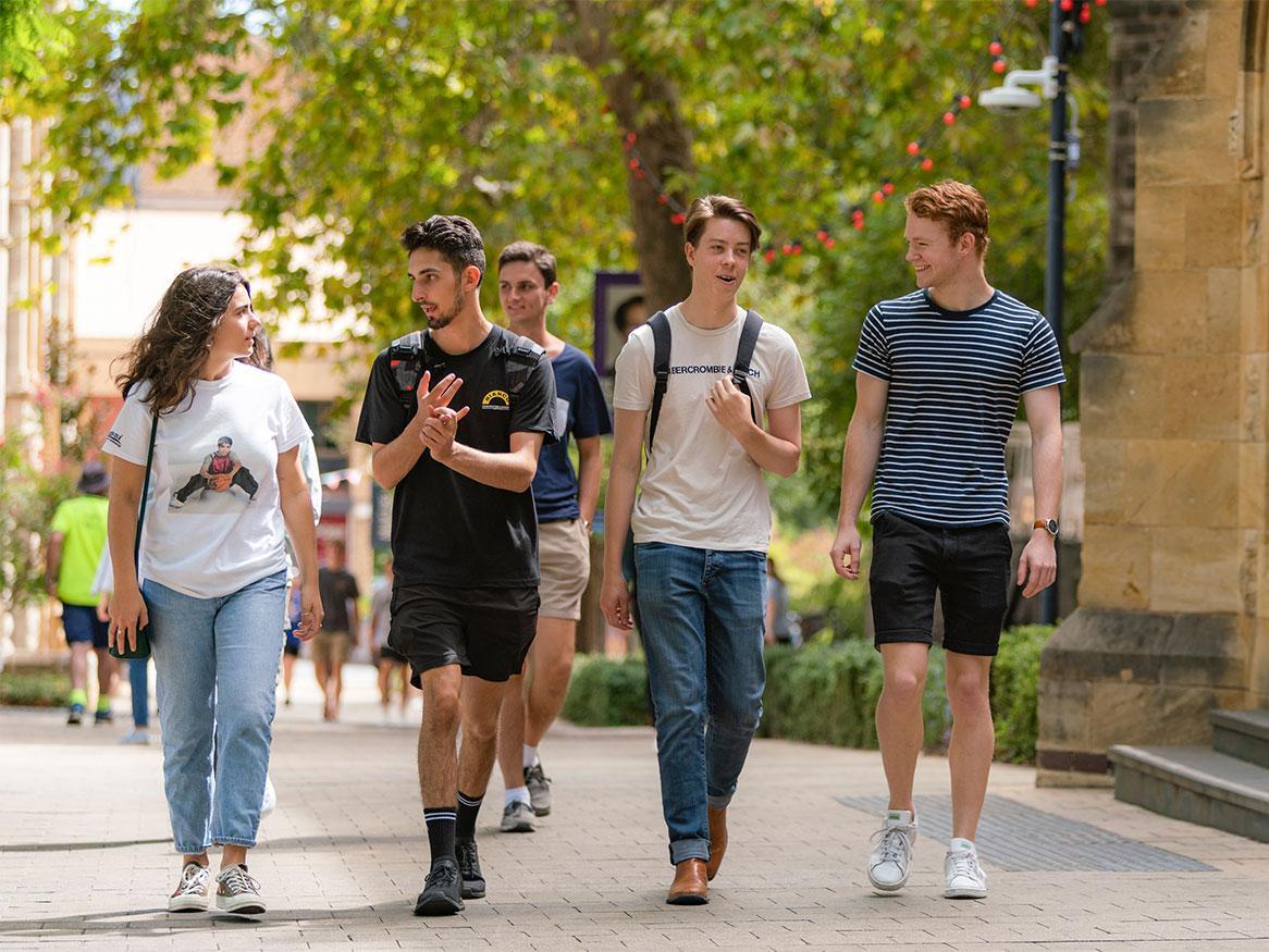 Students walking on campus