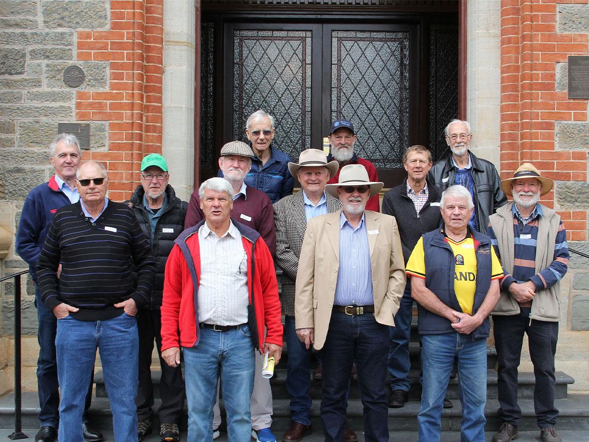 Roseworthy Class of 1970 in front of roseworthy building