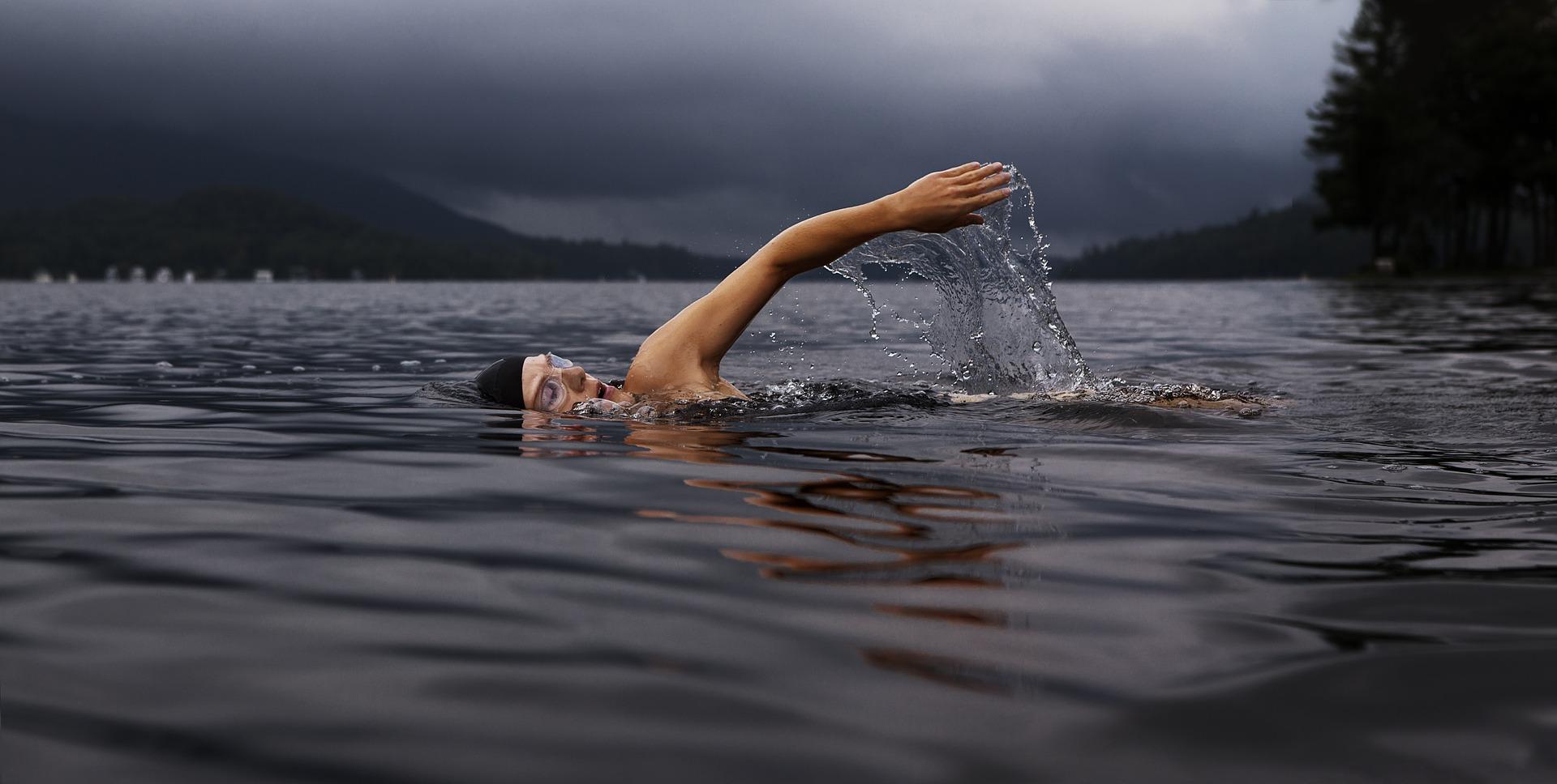 Swimmer taking breath