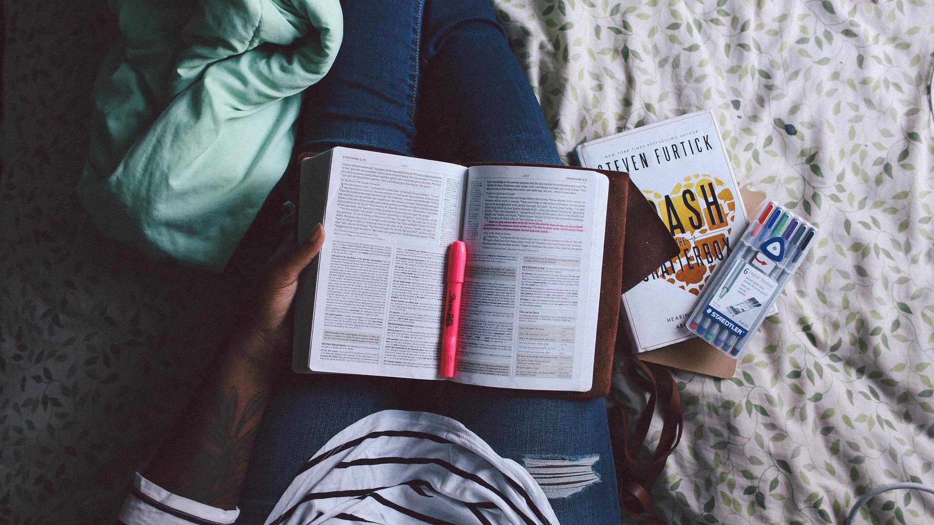 Person reading a book