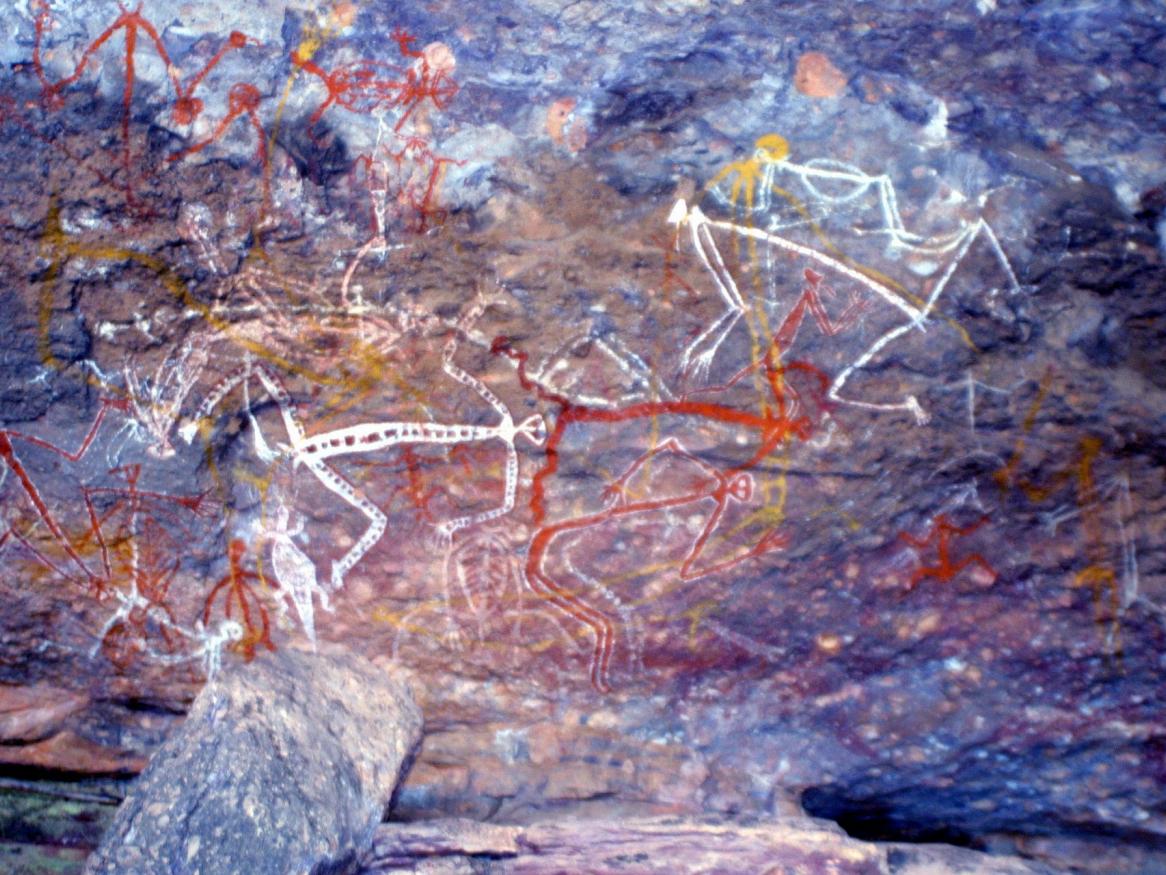 Aboriginal rock painting graphic - links to spirituality page