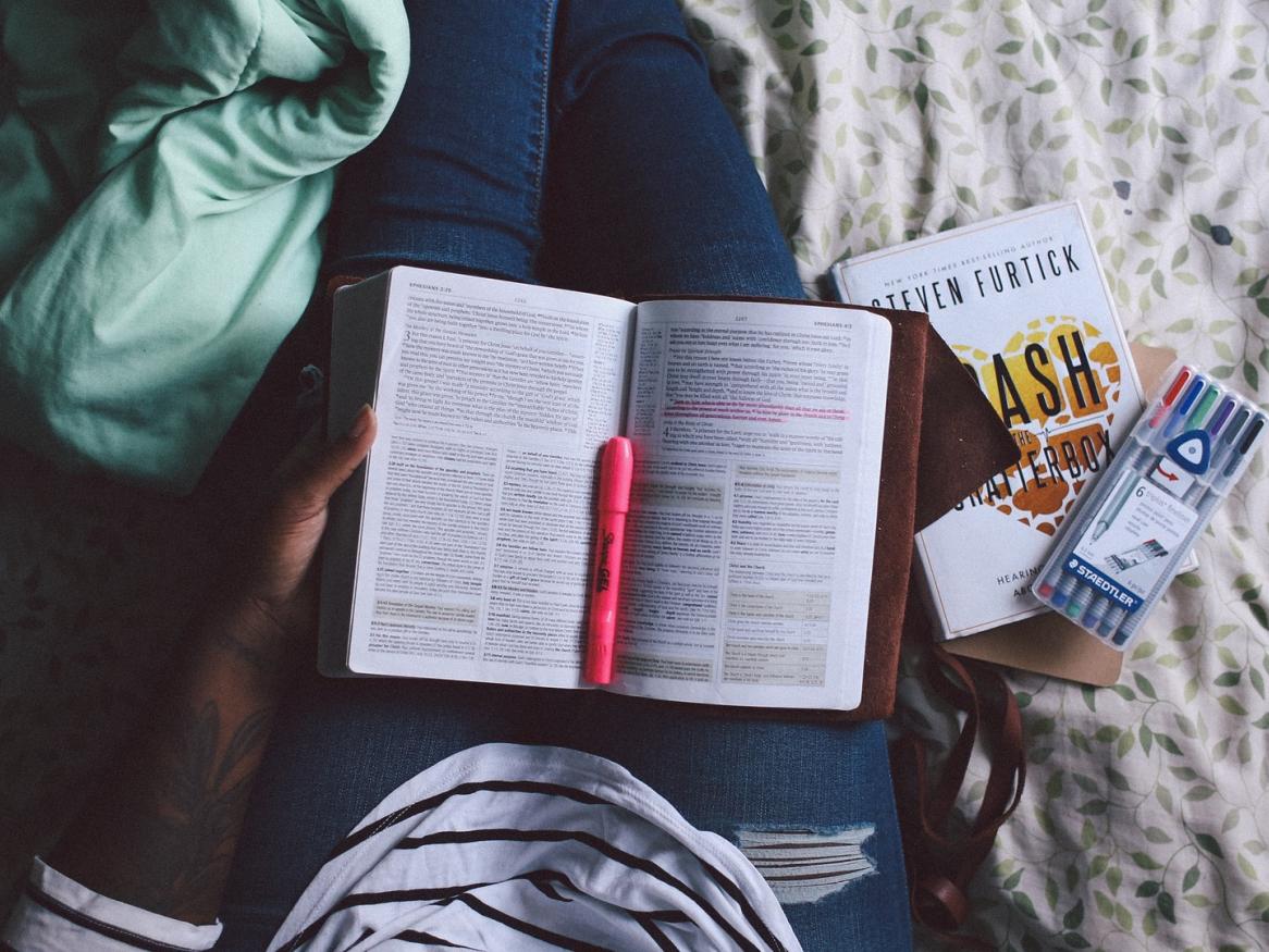 Person reading a book