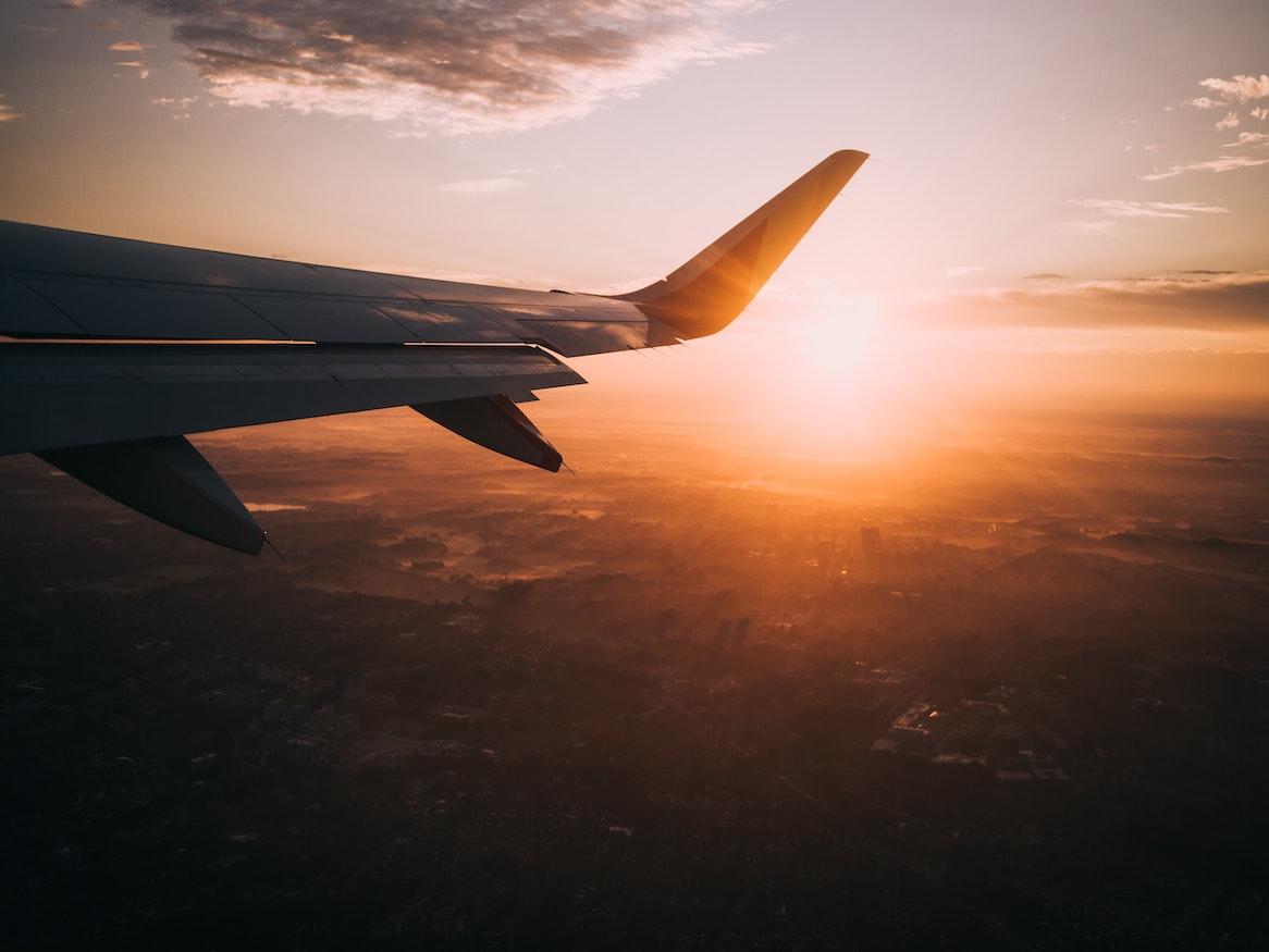 View of aircraft wings from the window