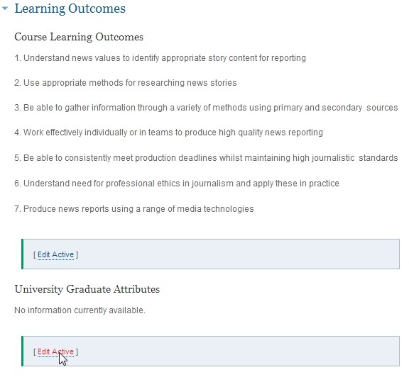 How to edit Learning Outcomes in Course Outlines