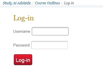 What the log in screen looks like in Course Outlines