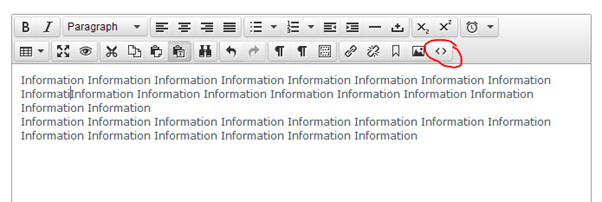 Where to find the source code button in the toolbar of Course Outlines
